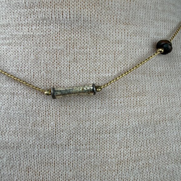 LC silver Tone & Gold Tone Station Chain Necklace 18.5" - Picture 2 of 7